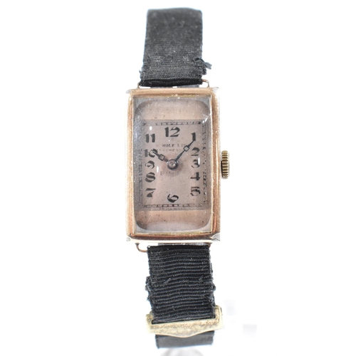 150 - Rolex - A 1920's hallmarked 9ct gold Art Deco Rolex tank style wrist watch / wristwatch. Silvered re... 