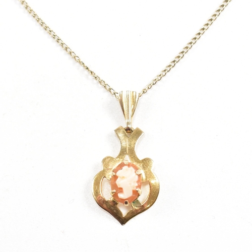 168 - A 9ct gold and cameo pendant necklace. The chain marked 9ct the cameo hallmarked Birmingham. Weight ... 