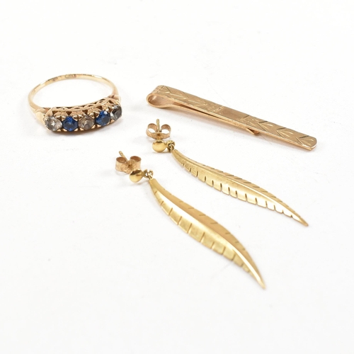 175 - A collection of gold and yellow metal jewellery. The jewellery to include a gold and synthetic spine... 