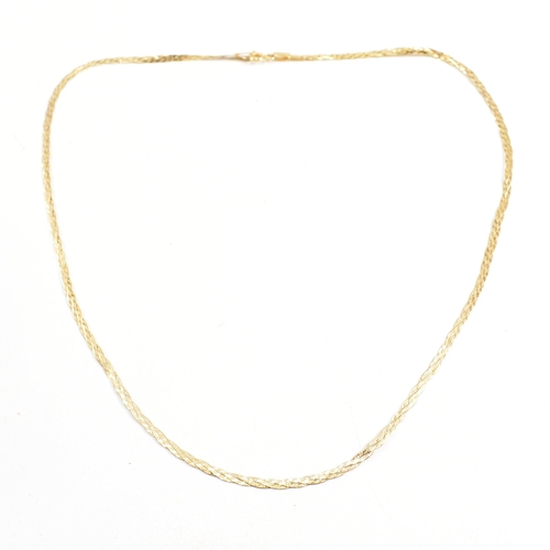 182 - Hallmarked 9ct gold Italian flat link twist chain necklace. Weight 1.7g. Measures 40.5cm. All weight... 