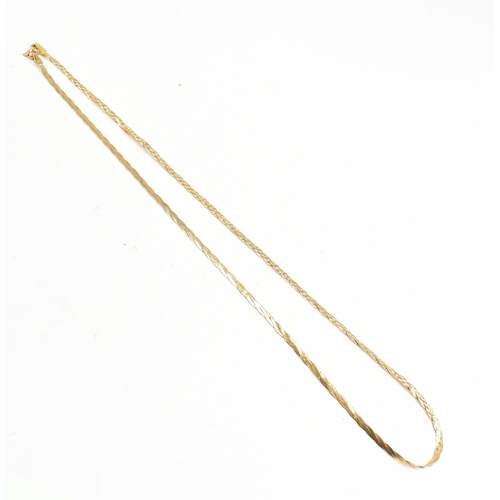 182 - Hallmarked 9ct gold Italian flat link twist chain necklace. Weight 1.7g. Measures 40.5cm. All weight... 