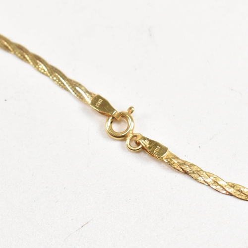 182 - Hallmarked 9ct gold Italian flat link twist chain necklace. Weight 1.7g. Measures 40.5cm. All weight... 