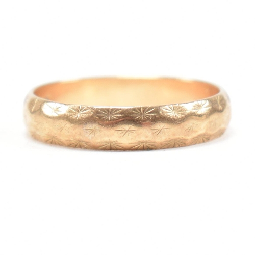 183 - A hallmarked  9ct gold band ring. The ring hallmarked London. Weight  1.9g. Size L.5. All weights, m... 