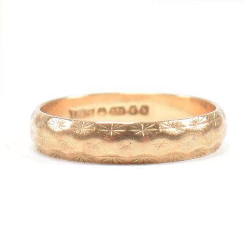 183 - A hallmarked  9ct gold band ring. The ring hallmarked London. Weight  1.9g. Size L.5. All weights, m... 