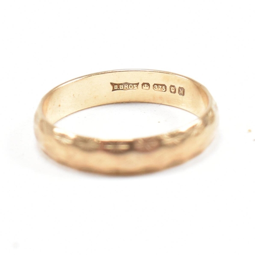 183 - A hallmarked  9ct gold band ring. The ring hallmarked London. Weight  1.9g. Size L.5. All weights, m... 