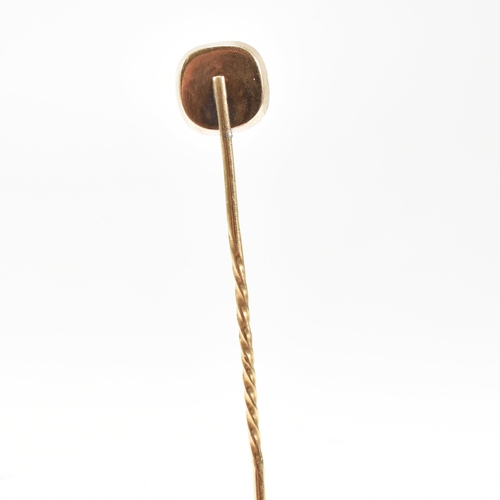 19 - A 18th century Georgian gold black dot quartz stick pin. The stick pin mounted with a collet set qua... 