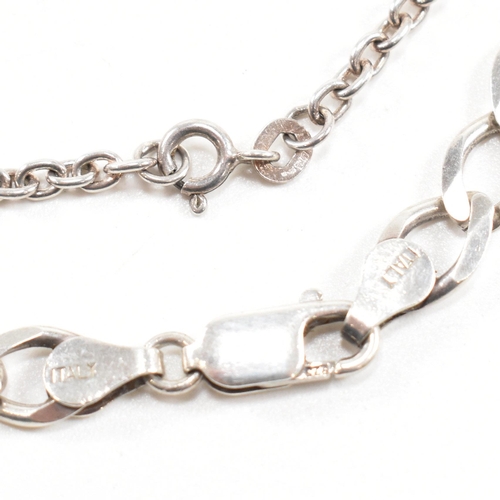 193 - Two hallmarked 925 silver chain necklaces. A curb link chain necklace with lobster claw clasp . A ch... 