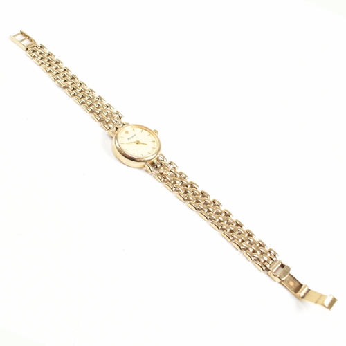 207 - 9ct Accurist gold ladies dress watch. The watch set with champagne roundel dial to 9ct bracelet stra... 