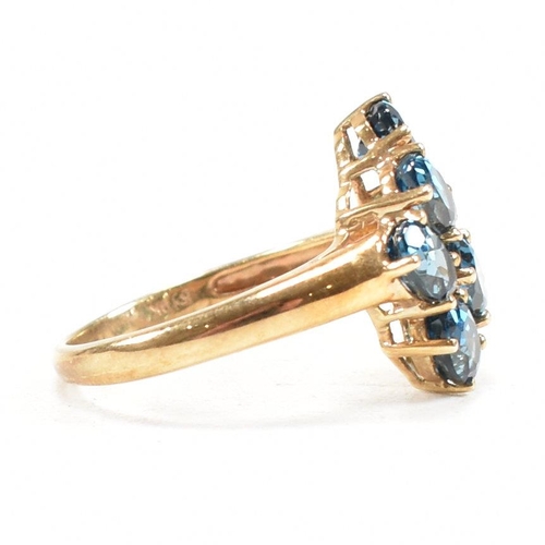 21 - A hallmarked 9ct gold and topaz cluster ring. Head measures 1.5cm. Weight 3.5g. Size O.5. All weight... 