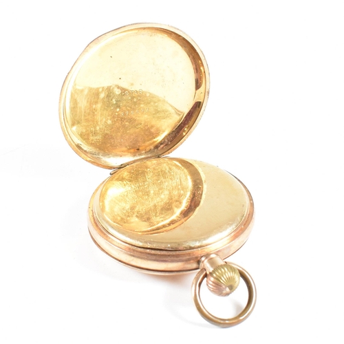 216 - American Waltham Traveler half hunter pocket watch.  Gold plated Star case with crown wind keyless m... 