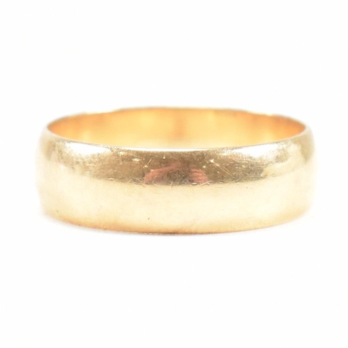 22 - A hallmarked 9ct gold wide band ring. Hallmarked Birmingham. Weight 3.5g. Size P.5. All weights, mea... 