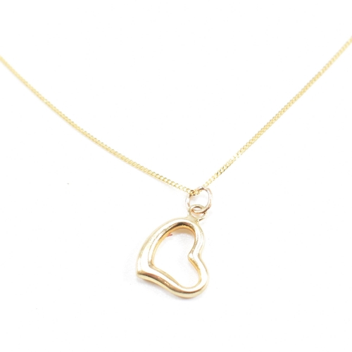 220 - A hallmarked 9ct gold heart pendant necklace. Weight 1g. Measures chain 45cm, pendant 1.5cm. All wei... 