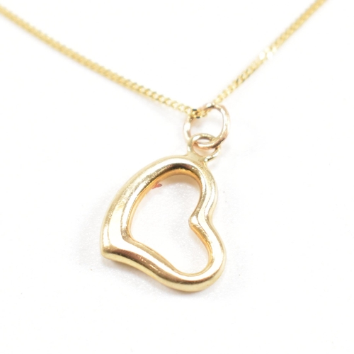 220 - A hallmarked 9ct gold heart pendant necklace. Weight 1g. Measures chain 45cm, pendant 1.5cm. All wei... 