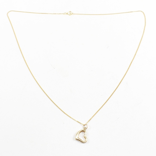 220 - A hallmarked 9ct gold heart pendant necklace. Weight 1g. Measures chain 45cm, pendant 1.5cm. All wei... 