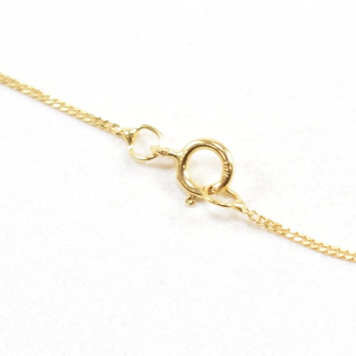 220 - A hallmarked 9ct gold heart pendant necklace. Weight 1g. Measures chain 45cm, pendant 1.5cm. All wei... 