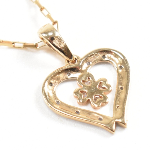 223 - A hallmarked 9ct gold pendant necklace. The necklace strung with a heart pendant on a fine link chai... 