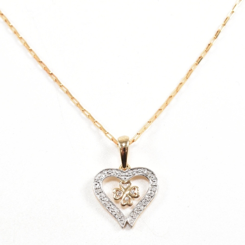 223 - A hallmarked 9ct gold pendant necklace. The necklace strung with a heart pendant on a fine link chai... 