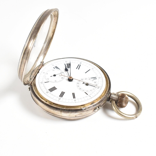 225 - An open faced silver 935 pocket watch  Stamped 935  with crown wind movement and bale atop. Enamel f... 