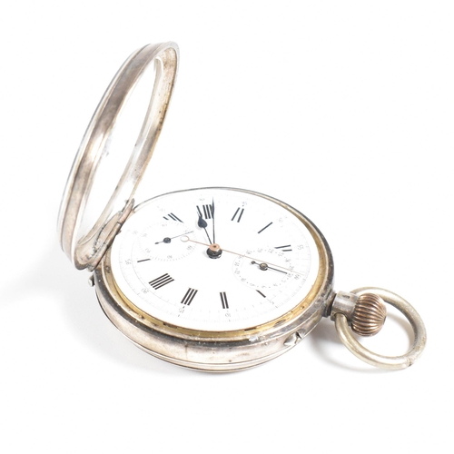 225 - An open faced silver 935 pocket watch  Stamped 935  with crown wind movement and bale atop. Enamel f... 