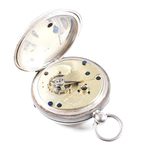 229 - A silver hallmarked open faced key wind pocket watch.  Birmingham hallmarked case with plain cartouc... 