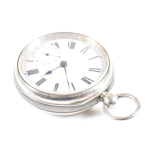 229 - A silver hallmarked open faced key wind pocket watch.  Birmingham hallmarked case with plain cartouc... 