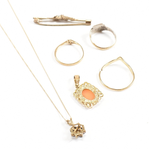 234 - A collection of 9ct gold and yellow metal jewellery. The jewellery to include a hallmarked 9ct gold ... 