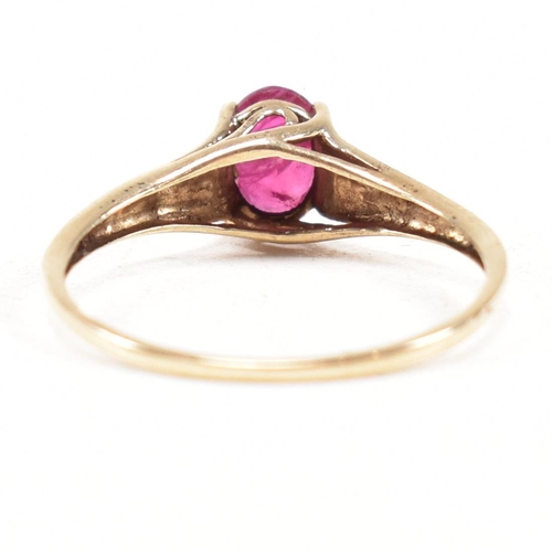 236 - A hallmarked 9ct gold and ruby solitaire ring. Weight 1.4g. Size R. All weights, measurements and si... 