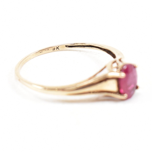 236 - A hallmarked 9ct gold and ruby solitaire ring. Weight 1.4g. Size R. All weights, measurements and si... 