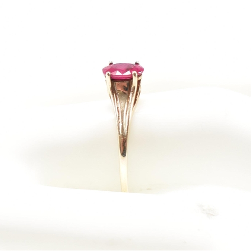 236 - A hallmarked 9ct gold and ruby solitaire ring. Weight 1.4g. Size R. All weights, measurements and si... 