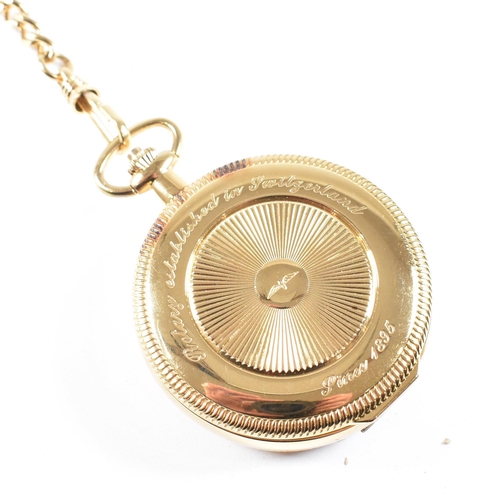 247 - A Rotary Automatic hunter pocket watch and chain. The Roman numeral chapter ring having Breguet hand... 