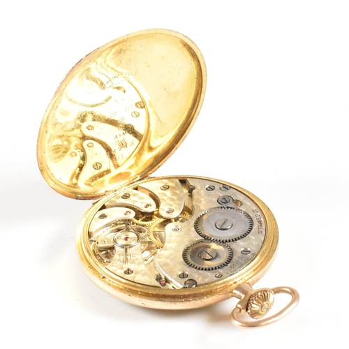 277 - A 9ct gold Grosvenor open faced Swiss pocket watch. Stamped 9 / 375 to the case having crown winder ... 