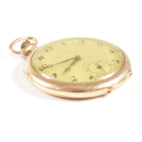 277 - A 9ct gold Grosvenor open faced Swiss pocket watch. Stamped 9 / 375 to the case having crown winder ... 