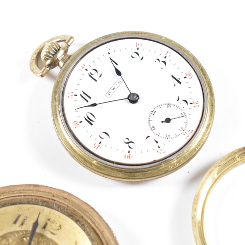 283 - A Walz gold plated full hunter pocket watch with inset movement, crown wind and bale atop. The dial ... 