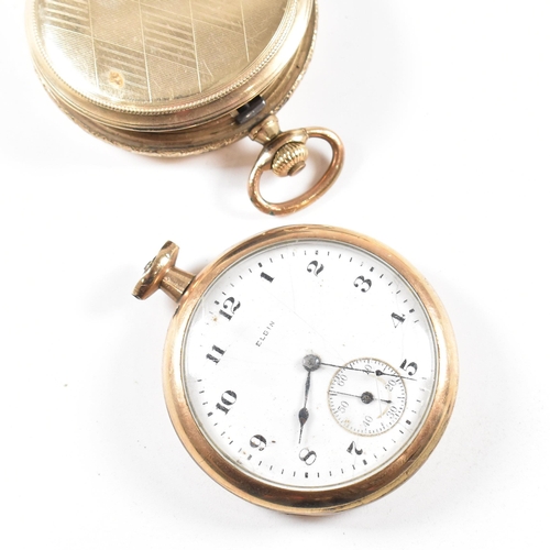 283 - A Walz gold plated full hunter pocket watch with inset movement, crown wind and bale atop. The dial ... 