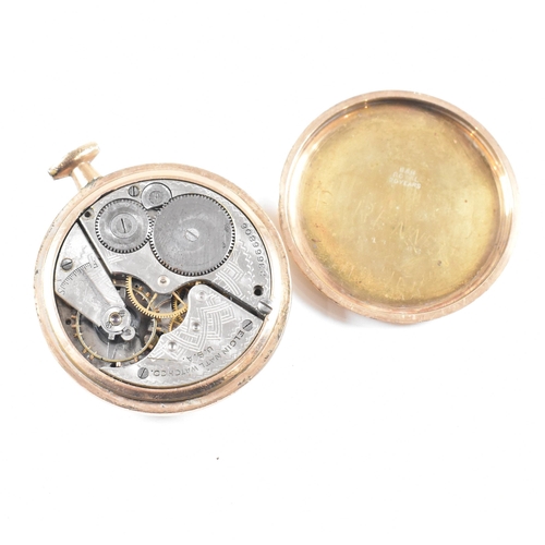 283 - A Walz gold plated full hunter pocket watch with inset movement, crown wind and bale atop. The dial ... 