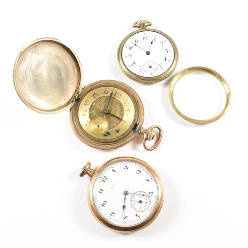 283 - A Walz gold plated full hunter pocket watch with inset movement, crown wind and bale atop. The dial ... 