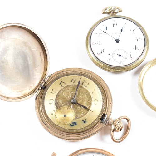 283 - A Walz gold plated full hunter pocket watch with inset movement, crown wind and bale atop. The dial ... 