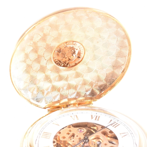 284 - Limited edition 138 / 2012 quarter sovereign 22ct inset coin full hunter pocket watch. The hunter po... 