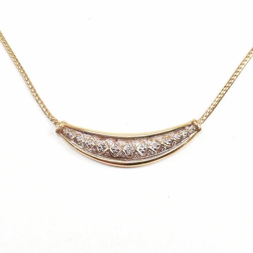 287 - A hallmarked 9ct gold and diamond pendant necklace. Weight 4.1g. Measures 44cm. Boxed. All weights, ... 