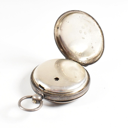 298 - A silver hallmarked open faced pocket watch. Hallmarked Birmingham, sponsors mark FM with bale atop,... 