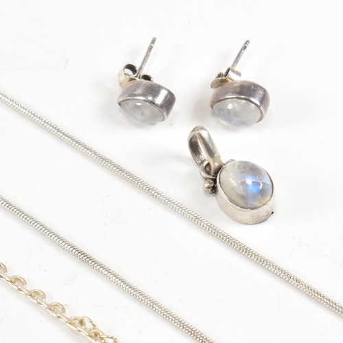 303 - A collection of silver a plated jewellery. The jewellery to include a cloisonné and pearl bead neckl... 