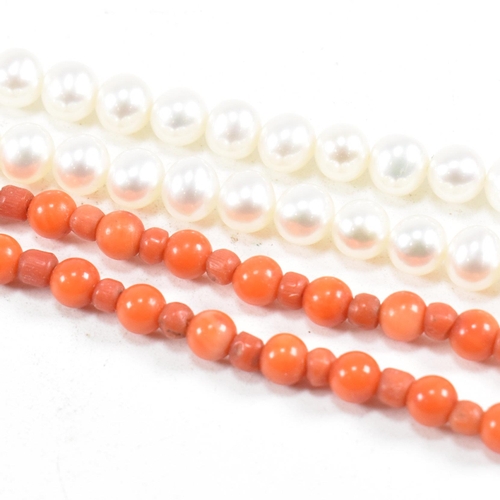 317 - An assortment of coral and pearl jewellery. The jewellery to include a culture pearl bead necklace, ... 