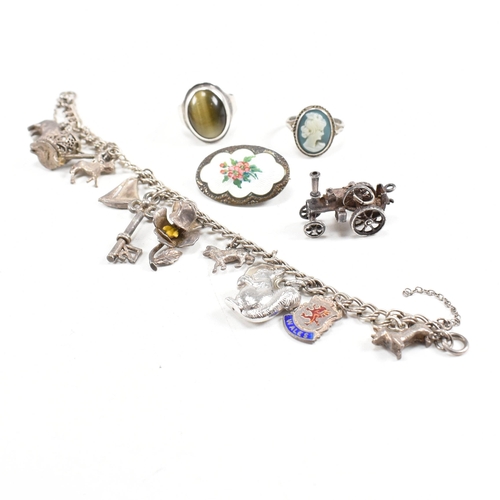 326 - A collection of silver and white metal jewellery. The jewellery to include a hallmarked silver tiger... 