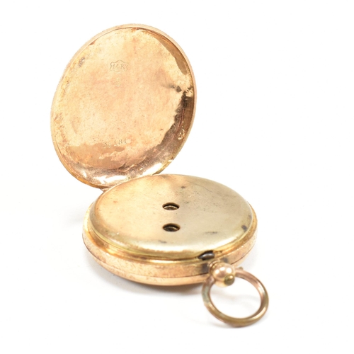 329 - A 14ct gold open faced fob pocket watch. Chase decorated case marked 14K to inner rear, plain cartou... 