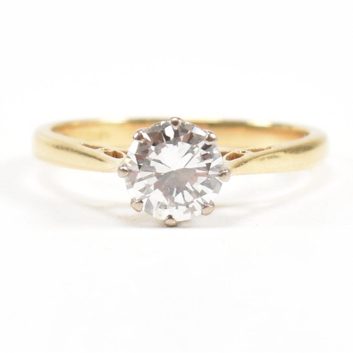 34 - A hallmarked 18ct gold and diamond solitaire ring. The ring hallmarked Birmingham. Estimated diamond... 