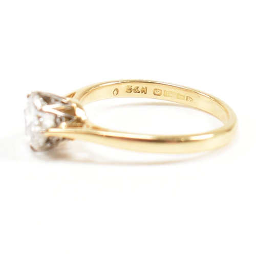 34 - A hallmarked 18ct gold and diamond solitaire ring. The ring hallmarked Birmingham. Estimated diamond... 