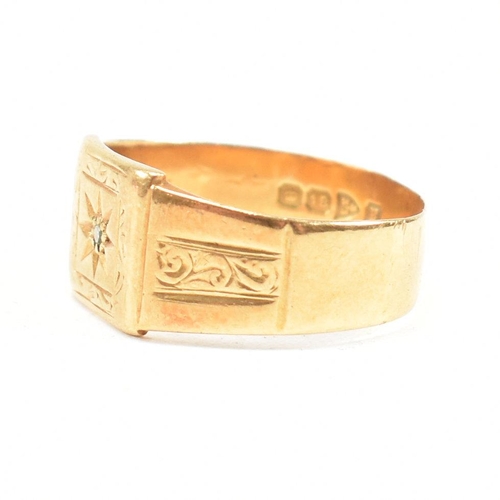 351 - A 1930s 18ct gold and diamond signet ring. Hallmarked Chester. Weight 4g. Size N. All weights, measu... 