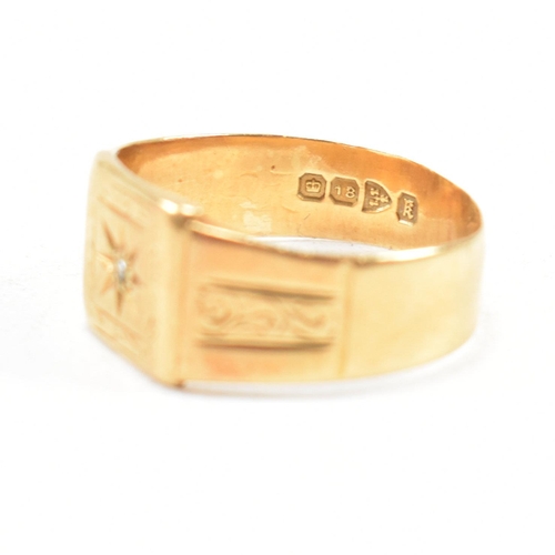 351 - A 1930s 18ct gold and diamond signet ring. Hallmarked Chester. Weight 4g. Size N. All weights, measu... 