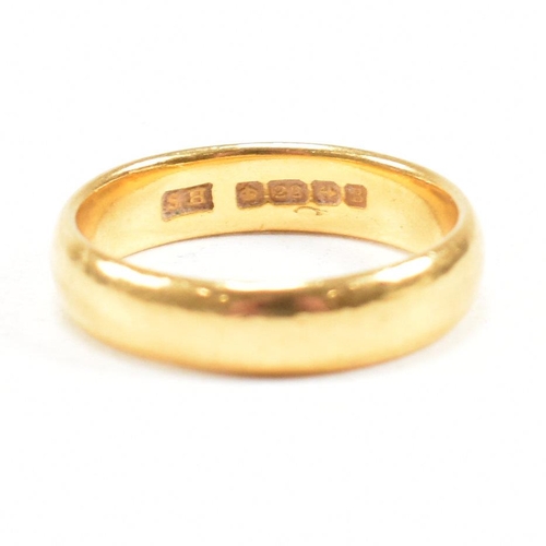 356 - A hallmarked 22ct band ring. The ring hallmarked Birmingham. Weight 5.3g. Size L. All weights, measu... 