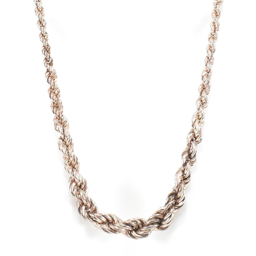 360 - A hallmarked 925 silver graduated rope twist chain link necklace with lobster claw clasp. Tarnished.... 